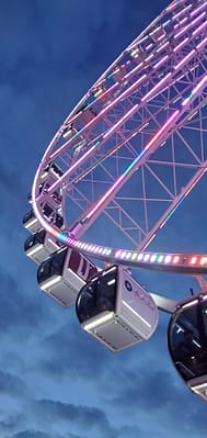 An illuminated Ferris Wheel.