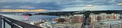 Panoramic photo of National Harbor, MD.