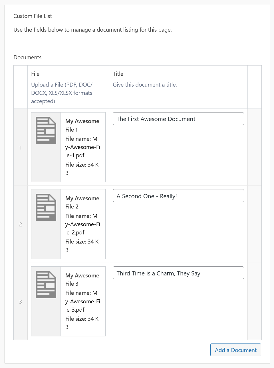 Files added to the File List block